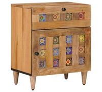 vidaXL Cabinet de chevet Naturel 50 x 33 x 60 cm Bois de mangue massif, Chambre, Rectangulaire, Grand Espace de Stockage, Disposition Élégante, Design Efficace, Idéal pour le Confort, pour la Détente,