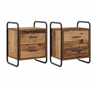 vidaXL Cabinet de Chevet Suspendu 2 pc Bois Ancien 40 x 30 x 50 cm