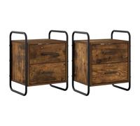 vidaXL Cabinet de Chevet Suspendu 2 pc Chêne fumé 40 x 30 x 50 cm