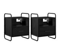 vidaXL Cabinet de Chevet Suspendu 2 pc Chêne Noir 40 x 30 x 50 cm