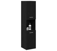 vidaXL Cabinet de Salle de Bain avec Porte Chêne Noir 30 x 30 x 130 cm, Design de Salle de Bain Moderne, Rangement spacieux, Meuble rectangulaire, Armoire Murale et Solutions intérieures
