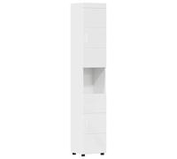 vidaXL Cabinet de Salle de Bain avec Stockage Tulum Blanc Brillant, Meuble de Salle de Bain Stylé, Cabinet Rectangulaire, Vasque Moderne, Pratique, Bois Durable, Organisateurs Spacieux