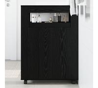 vidaXL Cabinet de Salle de Bain Étroit Sur Roues Chêne Noir Bois d'Ingénierie