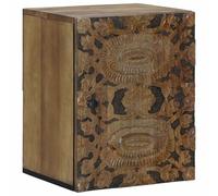 vidaXL Armoire de salle de bain suspendue marron 38 x 33,5 x 48 cm Bois de manguier massif, salle de bain, rectangulaire, moderne, détails élégants, grand miroir, éclairage lumineux, carreaux élégants