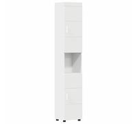 vidaXL Cabinet de Salle de Bain Tulum Blanc 37 x 31.5 x 203 cm, Meuble de Salle de Bain Stylé, Cabinet Rectangulaire, Vasque Moderne, Pratique, Bois Durable, Organisateurs Spacieux