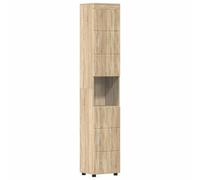 vidaXL Cabinet de Salle de Bain Tulum Chêne Sonoma 37 x 31.5 x 203 cm, Meuble de Salle de Bain Stylé, Cabinet Rectangulaire, Vasque Moderne, Pratique, Bois Durable, Organisateurs Spacieux