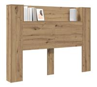 vidaXL Cabinet de Tête de Lit avec LED avec étagère Chêne Artisanal, Chambre Moderne, tête de lit rectangulaire, Design Mural, éclairage RGB, USB, Rangement intégré