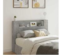 vidaXL Cabinet de Tête de Lit avec LED Béton 140 x 16,5 x 103,5 cm, Mobilier moderne, dossier rectangulaire avec étagères,8006563