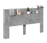 vidaXL Cabinet de Tête de Lit avec LED Béton 180 x 16,5 x 103,5 cm, Mobilier Moderne, Dossier rectangulaire avec étagères, éclairage LED, Design épuré, Solution de Rangement Cool