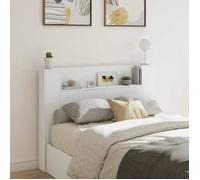 vidaXL Cabinet de Tête de Lit avec LED Blanc 140 x 16,5 x 103,5 cm, Mobilier moderne, dossier rectangulaire avec étagères,8006538