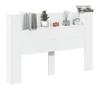 vidaXL Cabinet de Tête de Lit avec LED Blanc 160 x 16,5 x 103,5 cm, Mobilier Moderne, Dossier rectangulaire avec étagères, éclairage LED, Design épuré, Solution de Rangement Cool