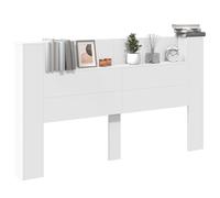 vidaXL Cabinet de Tête de Lit avec LED Blanc 180 x 16,5 x 103,5 cm, Mobilier Moderne, Dossier rectangulaire avec étagères, éclairage LED, Design épuré, Solution de Rangement Cool