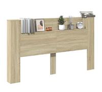 vidaXL Cabinet de Tête de Lit avec LED Sonoma 180 x 16,5 x 103,5 cm, Mobilier Moderne, Dossier rectangulaire avec étagères, éclairage LED, Design épuré, Solution de Rangement Cool