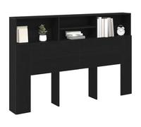 vidaXL Cabinet de Tête de Lit Chêne Noir 160 x 19 x 103,5 cm, Tête de lit Moderne pour Le Rangement, Cadre de lit en Bois, Design Minimaliste pour optimiser l'espace