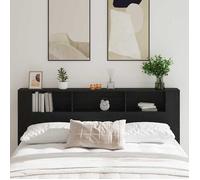 vidaXL Cabinet de tête de lit Chêne noir 200x18,5x104,5 cm – Moderne minimaliste, rangement pratique