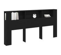 vidaXL Cabinet de Tête de Lit Chêne Noir 200 x 18.5 x 102.5 cm, Armoire stylée pour Chambre, tête de lit Moderne avec Rangement, Meuble Chic et Fonctionnel