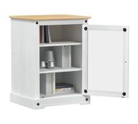 vidaXL Cabinet HiFi Blanc 60 x 50 x 82 cm Pin Massif, Buffet Rustique, Meuble Rectangulaire en Pin, Rangements Pratiques, Porte en Verre, Design Solide, Unité Polyvalente