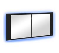 vidaXL Cabinet Miroir LED avec étagère Chêne Noir 100 x 12 x 45 cm, Rangement Moderne pour Salle de Bains, Armoire Murale rectangulaire avec LED, déco Fonctionnelle et Design Minimaliste