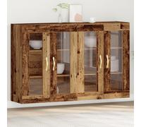 Vidaxl Cabinet Mural Ensemble De 2 Marron Bois Massif 139 X 34 X 90 Cm Marron