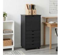 vidaXL Cabinet Roulant Gris 53 x 39 x 103 cm Bois de Pin Massif, Organisateur d'étude, unités de Rangement Rectangle, Cabinet Mobile avec Portes, Solutions polyvalentes
