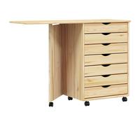 vidaXL Cabinet roulant avec bureau avec roue MOSS Vernis transparent
