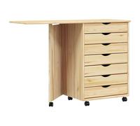 vidaXL Cabinet roulant avec bureau MOSS – vernis transparent, avec roue