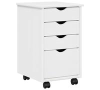 vidaXL Cabinet roulant avec roue Blanc 34 x 39 x 56 cm Pin massif