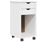vidaXL Cabinet Roulant avec Roue Blanc 34 x 39 x 65,5 cm Pin Massif, Étagères rectangulaires, minimalistes, Pratiques avec roulettes, parfaites pour Le Rangement à la Maison ou au Bureau