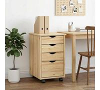 vidaXL Cabinet roulant avec roue Marron 34 x 39 x 56 cm Pin massif