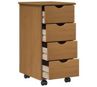 vidaXL Cabinet roulant avec roue Marron miel 34 x 39 x 65,5 cm