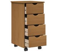 vidaXL Cabinet roulant avec roue Marron miel 34 x 39 x 65,5 cm