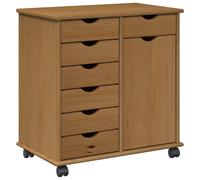 vidaXL Cabinet roulant avec roue Marron miel 63,5 x 39 x 65,5 cm