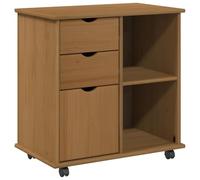 vidaXL Cabinet Roulant avec Roue Marron Miel 63,5 x 39 x 65,5 cm, Cabinet Mobile rectangulaire pour études, Rangement spacieux, Organisateur en Bois, mobilier Moderne, Design Polyvalent