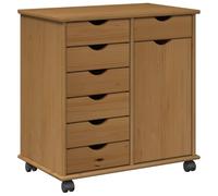 vidaXL Cabinet Roulant avec Roue Marron Miel 63,5 x 39 x 65,5 cm, Rangement Pratique, Meuble Roulant Minimaliste, unité rectangulaire, en pin Massif, idéal pour la Chambre