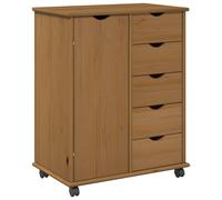 vidaXL Cabinet roulant avec roue Marron miel 63,5 x 39 x 79 cm