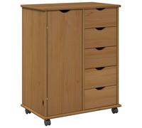 Cabinet roulant avec roue Bois de Pin Massif Armoire rangement Bureau vidaXL vid