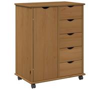vidaXL Cabinet Roulant avec Roue Marron Miel 63,5 x 39 x 79 cm, Rangement Roulant Minimaliste, Rangement spacieux, Organisateur Moderne pour Bureau, Bois pour Maison ou Chambre