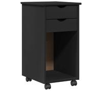 vidaXL Cabinet Roulant avec Roue Noir 34 x 39 x 65,5 cm Pin Massif, Étagères rectangulaires, minimalistes, Pratiques avec roulettes, parfaites pour Le Rangement à la Maison ou au Bureau