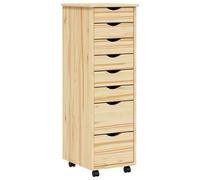 vidaXL Cabinet Roulant avec Tiroirs avec Roue Moss Vernis Transparent, Meuble de Rangement, rectangulaire, Moderne, en pin Durable, Pratique, Mobile, idéal pour Le Salon