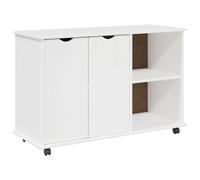 vidaXL Cabinet Roulant Blanc 100 x 39 x 65,5 cm Bois de Pin Massif, Armoire Moderne rectangulaire, Meuble de Rangement à roulettes pour Bureau, Maison, Plein d'options en Bois