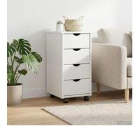 vidaXL Cabinet roulant Blanc 34 x 39 x 65,5 cm Bois de Pin Massif 42028345