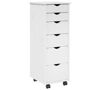 vidaXL Cabinet roulant Blanc 34 x 39 x 93,5 cm Bois de Pin Massif
