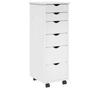 vidaXL Cabinet roulant Blanc 34 x 39 x 93,5 cm Bois de Pin Massif