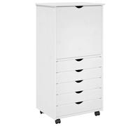 vidaXL Cabinet roulant Blanc 53 x 39 x 103 cm Bois de Pin Massif