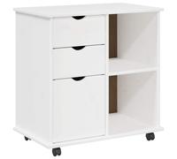 vidaXL Cabinet roulant Blanc 63,5 x 39 x 65,5 cm Bois de Pin Massif
