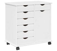 vidaXL Cabinet roulant Blanc 63,5 x 39 x 65,5 cm Bois de Pin Massif