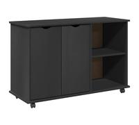 vidaXL Cabinet Roulant Gris 100 x 39 x 65,5 cm Bois de Pin Massif, Armoire Moderne rectangulaire, Meuble de Rangement à roulettes pour Bureau, Maison, Plein d'options en Bois