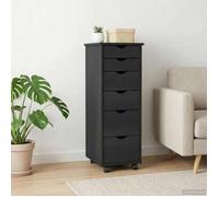 vidaXL Cabinet Roulant Gris 34 x 39 x 93,5 cm Bois de Pin Massif, Meubles d'étude, Cabinet Mobile rectangulaire, Design épuré, Rangement Pratique pour Le Bureau à Domicile
