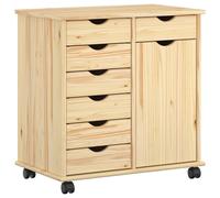 vidaXL Cabinet roulant Marron 63,5 x 39 x 65,5 cm Bois de Pin Massif