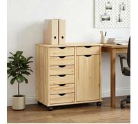 vidaXL Cabinet Roulant Marron 63,5 x 39 x 65,5 cm Bois de Pin Massif, Rangement Pratique, Meuble Roulant Minimaliste, unité rectangulaire, en pin Massif, idéal pour la Chambre